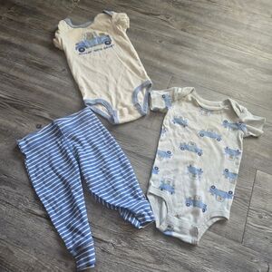 6M Boys Blue and Cream Kids One Piece Set